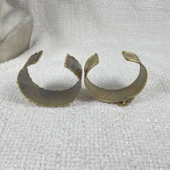 Set of Two Contemporary Artisan Cuff Bracelets Adjustable - Picture 5 of 7